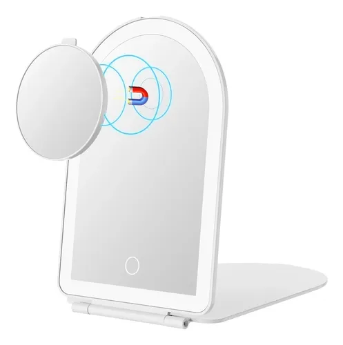 Espejo Maquillaje Funtouch Luz Led Recargable 10x Blanco