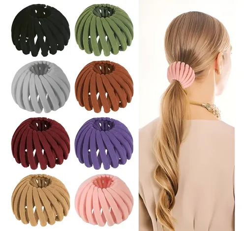 8 Pinzas De Cabello Nido De Pájaro Retráctil Plástico