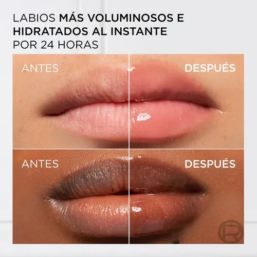 Labial L’Oréal Plump Ambition 101 Cristal Clear con Ácido Hialurónico para un Brillo Natural