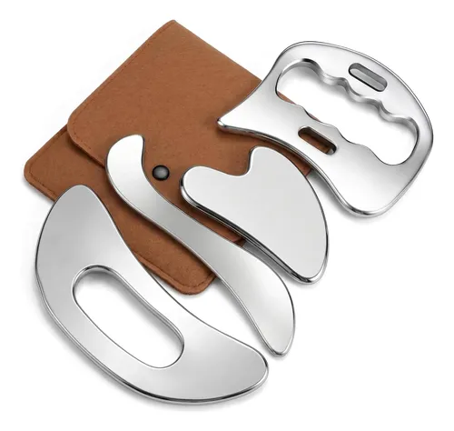 Set 4 En 1 Gua Sha Acero Para Masajes Y Recuperación