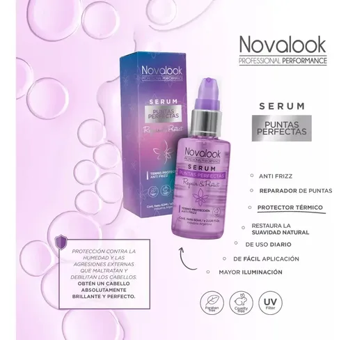 Serum Reparador Puntas Protector Termico 40 Ml Novalook X 3u