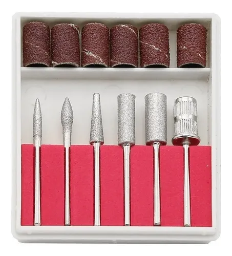 Set De 6 Fresas Y Limas Para Torno Manicuria Uñas Esculpidas