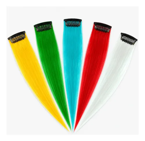 Extensiones Clip Pelo Cabello Lacio Mechas Colores Cotillon