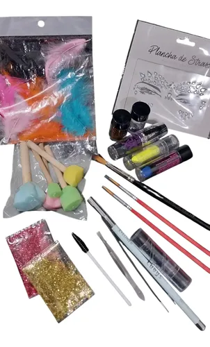 Lote Maquillaje Artistico 20 Art Brochas Stencil Labiales ++