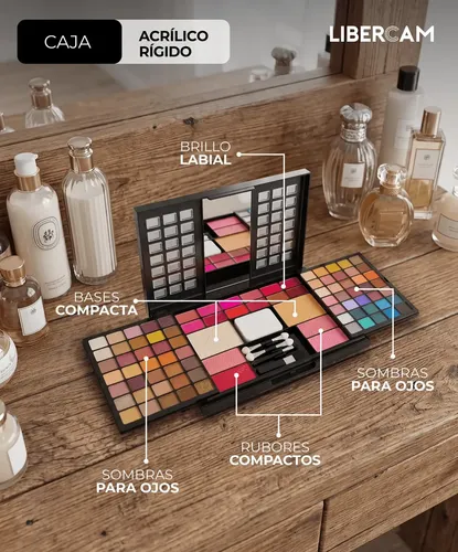 Set Maquillaje 70 Sombras Rubor Polvo Compacto Labial
