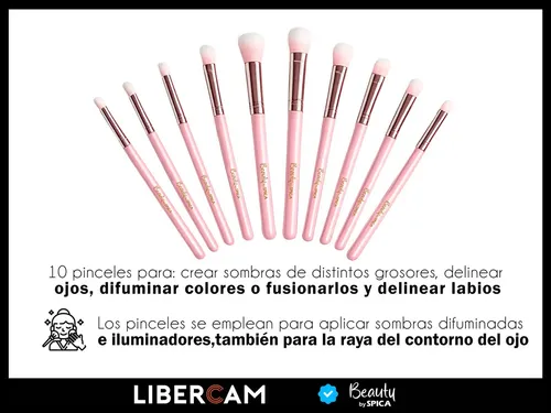 Set 15 Brochas Y Pinceles Para Maquillaje BEAUTY BY SPICA BRO-15 Estuche Colores Color Rosa