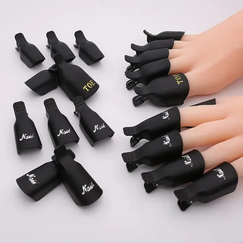 Kit Pinzas Quitaesmalte P/uñas P/acrilico Gel Negro 20unid