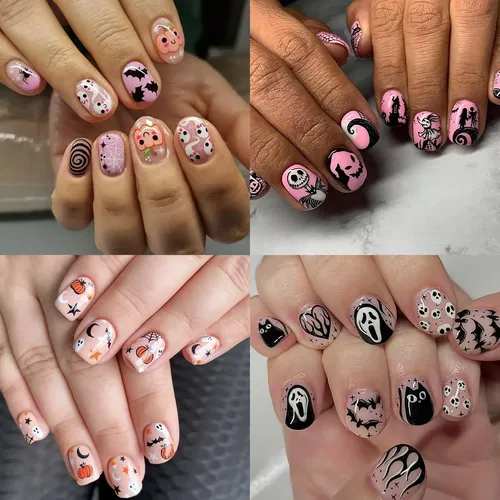 8 Láminas De Vendajes Para Uñas De Halloween, Calavera De Mu