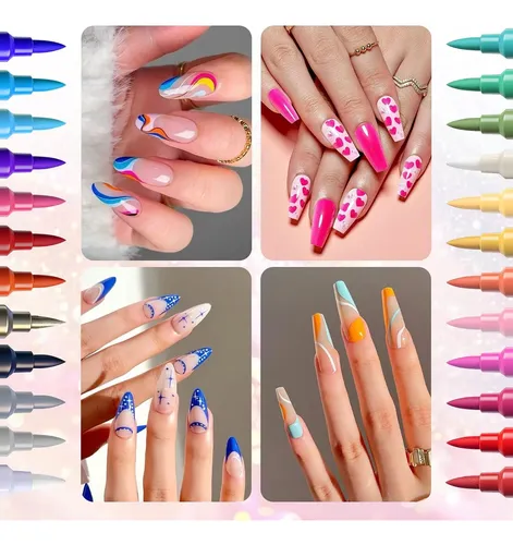 Set 24 Colores Para Uñas Con Plantillas Y Pinceles Diy