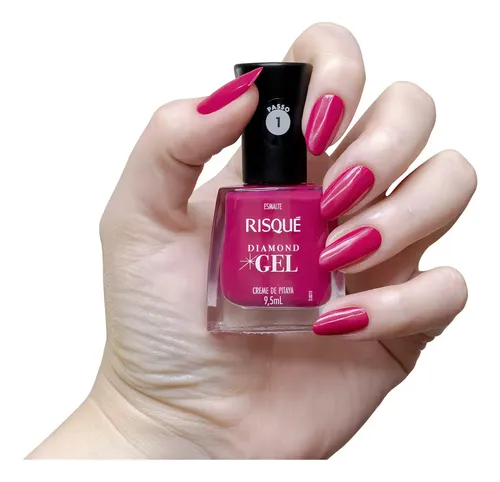 Kit 5 Esmalte Risque Diamond Gel 9,5ml Tonos Claros Blanco Nude Rosa