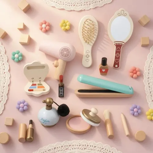Set Maquillaje Madera Acabado Suave Kit Belleza Madera