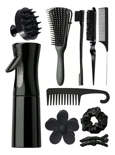 Kit 11 Peines Para Peinar Rizos Cabello Negro Negro