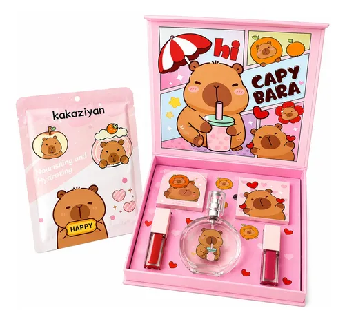 Set De Maquillaje Capibara Con Mascarilla Facial Kawaii