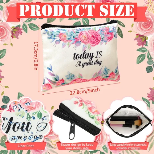 Bolsas De Maquillaje De Lona Rosa, 16 Unidades, Con Cremalle