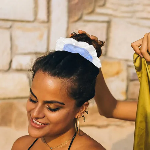 3 Cintas Elásticas Para El Pelo Con Borde De Encaje A Cuadro