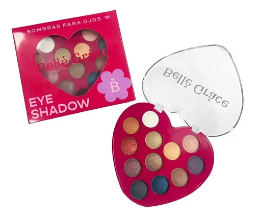 Sombra Ojos Brillante Tono 01 Paleta Corazon 12 Tonos Maquillaje Rostro Veoquiero