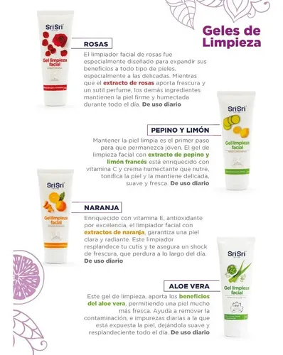 Gel De Limpieza Facial Pepino Y Limón Francés Sri Sri Tattva Todo Tipo De Piel