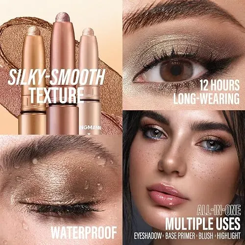 Langmanni Set Sombras Ojos Barra 8 Piezas Impermeable Larga