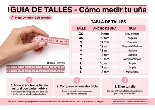 Uñas Press On Premium 7 Diseños + Kit Completo Reutilizables