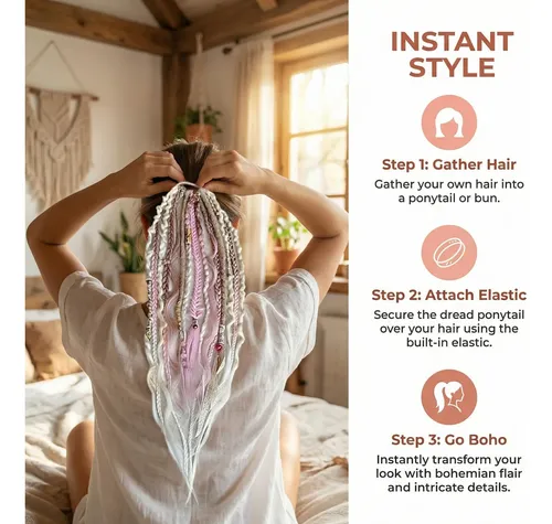 Cola De Caballo Elástica Dread, Extensiones De Cabello De