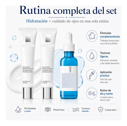 Kit Skincare Facial Sérum Hidratante 2 Cremas Reparadoras