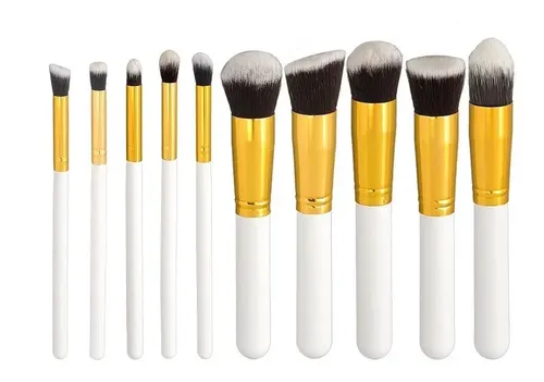 Set X10 Brocha Kabuki Para Maquillaje Makeup Profesional