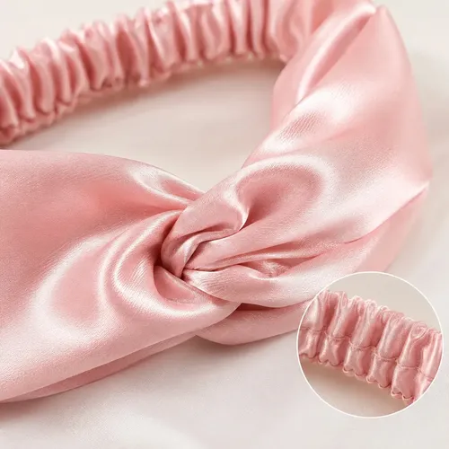 Vincha de saten elastica para el pelo antifreeze suave rosa