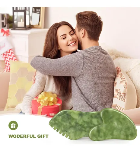 Masajeador Facial Gua Sha Set Airogym Jade Stone Para Mujer