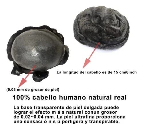 Protesis Capilar Indetectable 100% Humano 1b Negro Natural