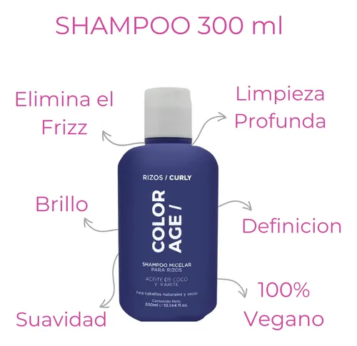 Shampoo Acondicionador Y Bifasico Rulos Pelo Seco Color Age