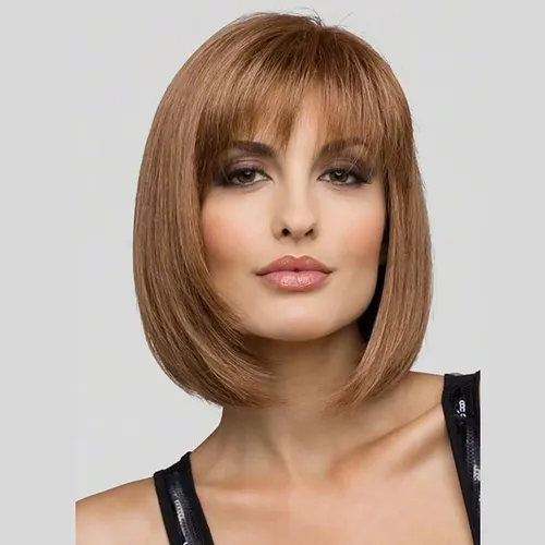 Pelucas Para Mujer Peluca Corta De Bob Con 35cm Castaño Claro S