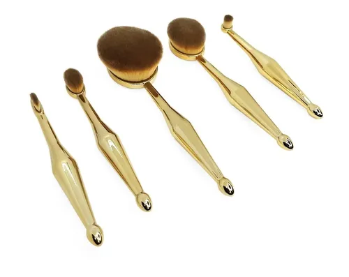 Set 6 Brochas Oval Doradas Con Caja Prof