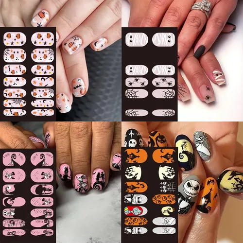 8 Láminas De Vendajes Para Uñas De Halloween, Calavera De Mu
