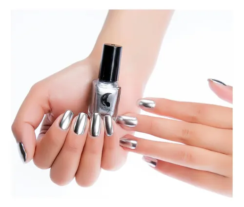 Esmalte Plateado Espejo 6 Ml 1# Con Acabado Brillo