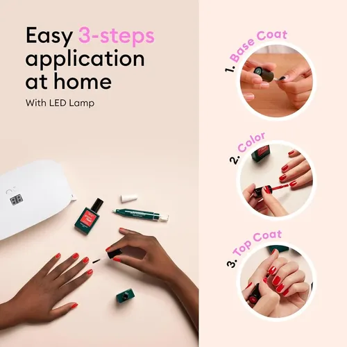 Kit Gel Uñas Rosa Hortensia 24w Led Base Y Top Coat