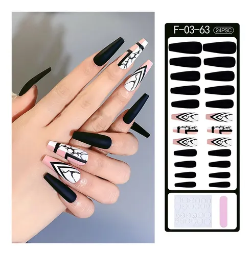 24 Puntas De Uñas Postizas De 30 X 24 Unidades De Largo, Tam