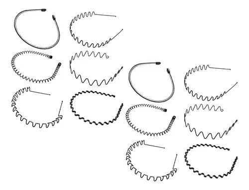 12 Diademas Unisex De Metal Ondulado Negro