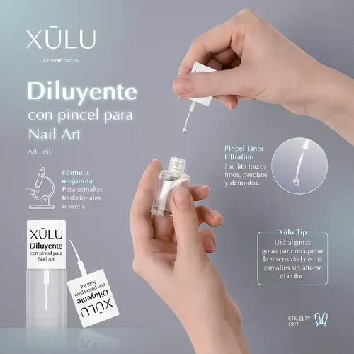 Diluyente Para Esmalte Xulu Con Pincel Para Nail Art Z550