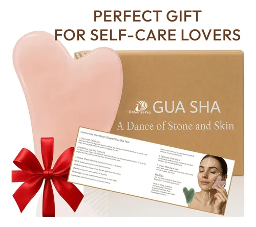 Gua Sha Facial Dosensepro Cuarzo Rosa Forma Corazón