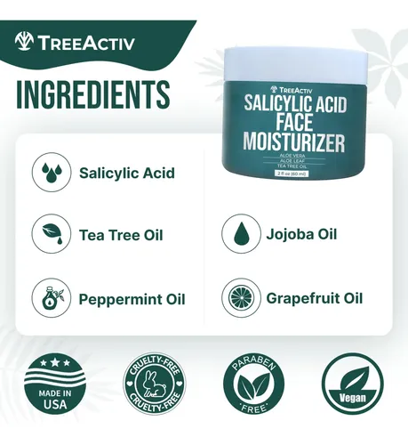 Crema Facial Antiacné Treeactiv | Fórmula Hidratante 2 Oz Seca