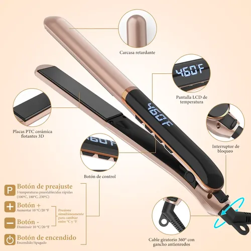 Plancha De Cabello Profesional De Cerámica Yoawes 2 En 1