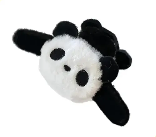 Double-sided Hair Clip With Black Plush Panda Design