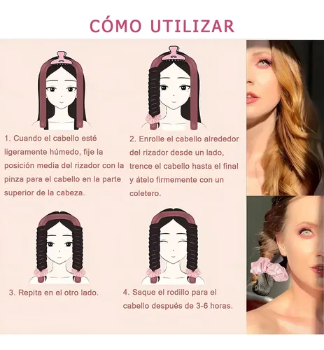 2 Rulos De Cabello Sin Calor Con Tubos + Pinzas