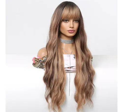 Peluca de cabello fibra de alta temperatura taurina MG002 de 70cm tono mg002 con base de tamaño universal