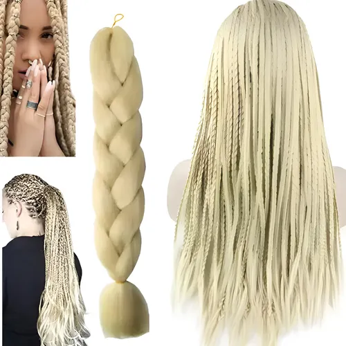 Extension Pelo Kanekalon Trenza Rubio Claro Platino Lefemme
