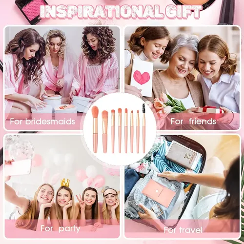 Set De Brochas De Maquillaje De Viaje De 6 Piezas, Incluye B