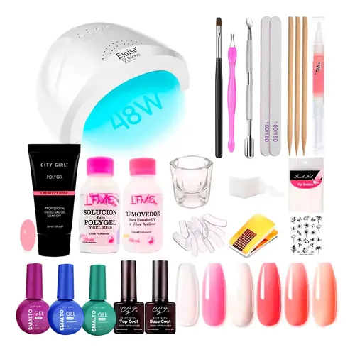 Kit Uñas Gel Perfucasa 29 Piezas Semipermanente Polygel