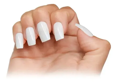 Uñas Postizas Cuadradas Jessamy 100 Piezas Plástico Blanco Mate