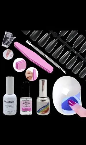 Kit Uñas Con 100 Tips Press On Para Soft Gel