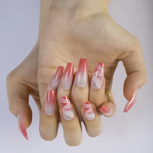 Uñas Press On Reutilizables Diseños Variados 24u Veluna Full Rose Wave Press On Nails